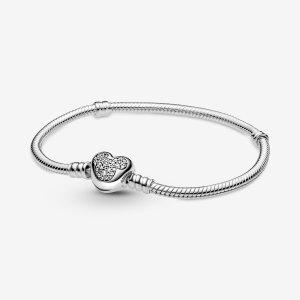 Charmsy Pandora Disney Moments Mickey Mouse Clasp Snake Srebrne | QY5163428