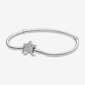 Charmsy Pandora Moments Asymmetric Star Clasp Snake Srebrne | OE5470612