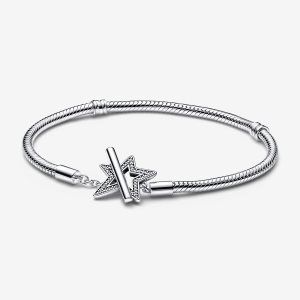 Charmsy Pandora Moments Asymmetric Star T-bar Snake Srebrne | OV6412790