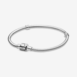 Charmsy Pandora Moments Barrel Clasp Snake Srebrne | PD1970523