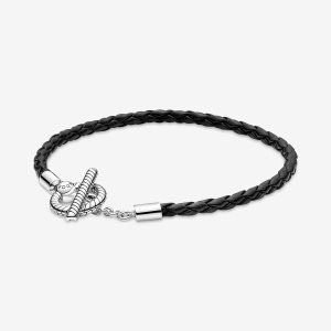 Charmsy Pandora Moments Braided T-bar Srebrne | AB5983620