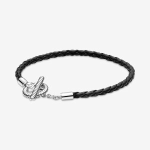 Charmsy Pandora Moments Braided T-bar Srebrne | QF9785243