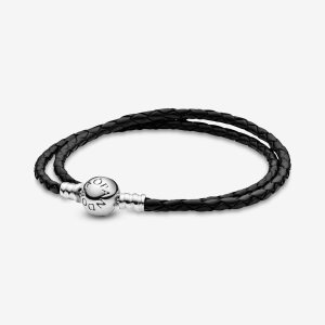 Charmsy Pandora Moments Double Black Srebrne | VU4701236