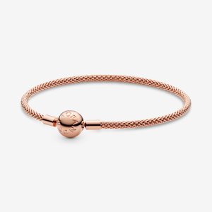 Charmsy Pandora Moments Mesh Różowe Złote | QN8539061