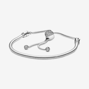 Charmsy Pandora Moments Pave Clasp Snake Slider Srebrne | JS2861347