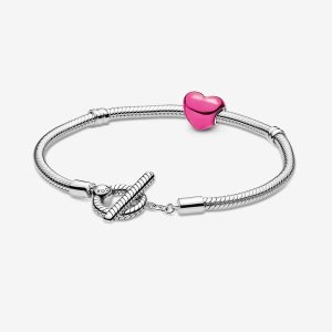 Charmsy Pandora Moments Pink & T-Bar Gift Srebrne | QO2093415