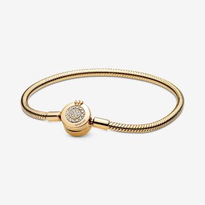 Charmsy Pandora Moments Sparkling Crown O Snake Złote | ZX6750134