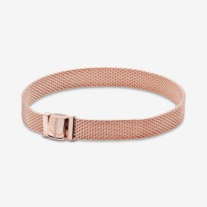 Charmsy Pandora Reflexions Mesh Różowe Złote | CH9310486