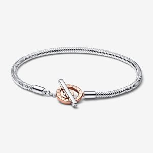 Charmsy Pandora Signature Logo T-Bar Snake Two-tone | RX7650842