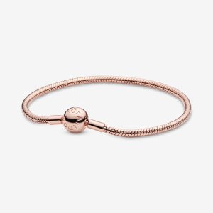 Charmsy Pandora Smooth Clasp Różowe Złote | VB6728015