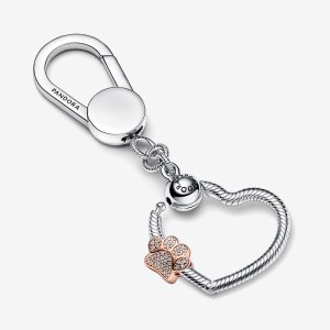 Charmsy Pandora Sparkling Paw Print Keychain Kolorowe | DU7658210