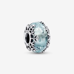 Charmsy Pandora Zimowe Blue Snowflake Murano Srebrne | TN8024761