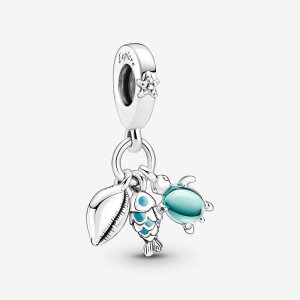 Dyndać Pandora Fish Sea Turtle & Conch Triple Srebrne | SN4018756