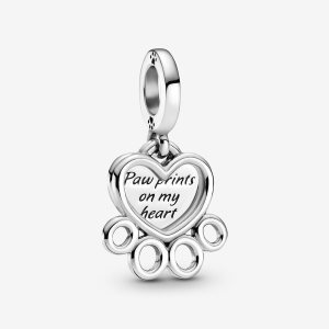 Dyndać Pandora Hearts & Paw Print Srebrne | PH3865021