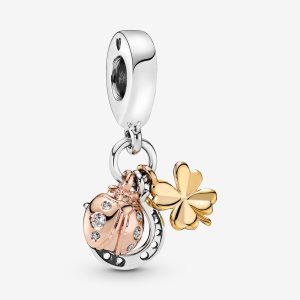 Dyndać Pandora Horseshoe Clover & Ladybird Tri-tone | UH4678193