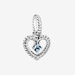 Dyndać Pandora March Aqua Blue Beaded Srebrne | QR7319540