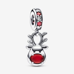 Dyndać Pandora Red Nose Reindeer Murano Srebrne | VB9105387