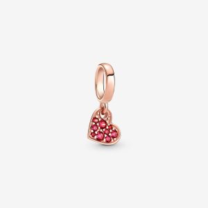 Dyndać Pandora Red Pave Tilted Różowe Złote | CP6197053