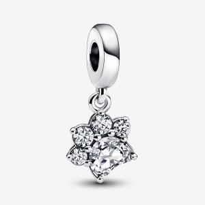 Dyndać Pandora Sparkling Pet Paw Print Srebrne | ID8021439