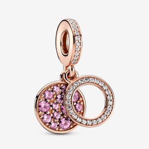 Dyndać Pandora Sparkling Pink Disc Double Różowe Złote | NE2386149
