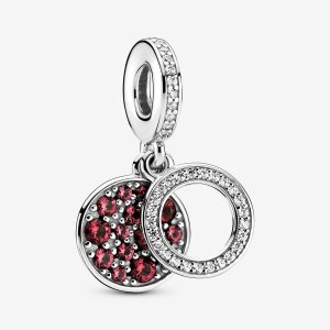 Dyndać Pandora Sparkling Red Disc Double Srebrne | OD6701928