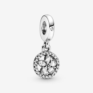 Dyndać Pandora Sparkling Snowflake Circle Srebrne | SG5681274