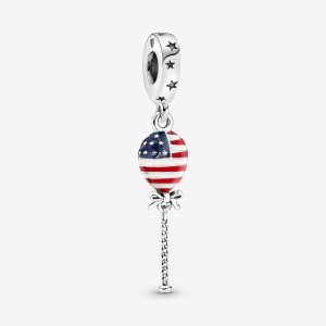 Dyndać Pandora Stars Stripes & Bow Balloon Srebrne | HS7243805