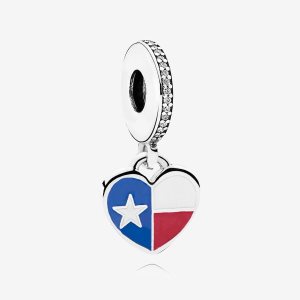 Dyndać Pandora Texas Flag Charm Mixed Enamel Srebrne | LJ7829460
