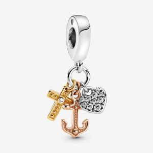 Dyndać Pandora Triple-tone Cross Heart & Anchor Tri-tone | EZ3504628