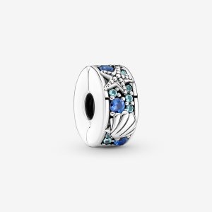 Klipy Pandora Tropical Starfish & Shell Clip Srebrne | WC9723084
