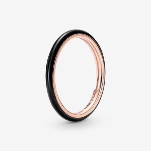 Możliwość Układania W Stos Pandora ME Black Enamel Różowe Złote | GL2148653