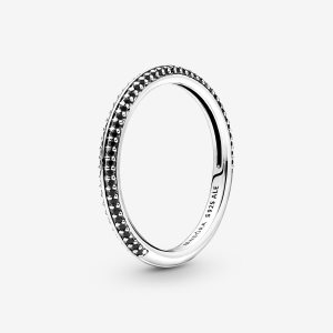 Możliwość Układania W Stos Pandora ME Black Pave Srebrne | ZP9164758