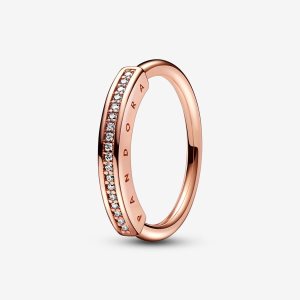 Możliwość Układania W Stos Pandora Signature I-D Pave Różowe Złote | XW7306195
