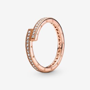 Możliwość Układania W Stos Pandora Sparkling Overlapping Różowe Złote | EA6017452