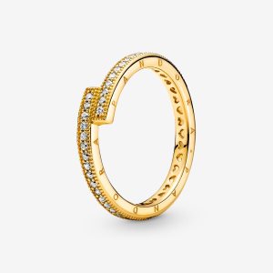 Możliwość Układania W Stos Pandora Sparkling Overlapping Złote | LJ8903657