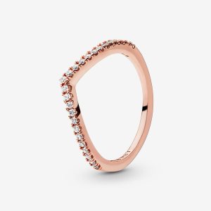 Możliwość Układania W Stos Pandora Sparkling Wishbone Różowe Złote | MB3846129
