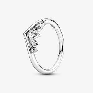 Możliwość Układania W Stos Pandora Sparkling Pear & Marquise Wishbone Srebrne | XP8265704