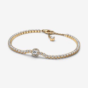 Non-Charms Pandora Sparkling Tenisa Złote | ZA1475389