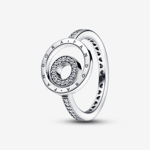 Oświadczenie Pandora Signature Logo Circles Pave Srebrne | JE6104958
