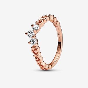 Serce Pandora Regal Swirl Tiara Różowe Złote | YR8460975