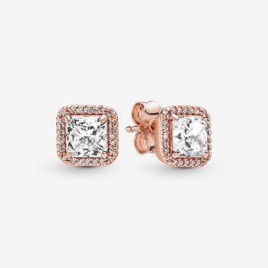 Stadnina Pandora Square Sparkle Różowe Złote | VG0582674
