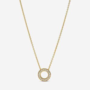 Wisiorki Pandora Logo Pave Circle Collier Złote | EH3170269