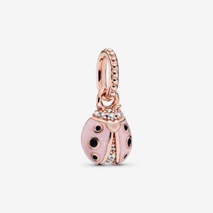 Wisiorki Pandora Pink Ladybird Różowe Złote | VX5304189