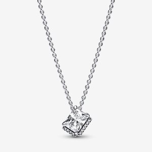 Wisiorki Pandora Rectangular Sparkling Collier Srebrne | PA7056942
