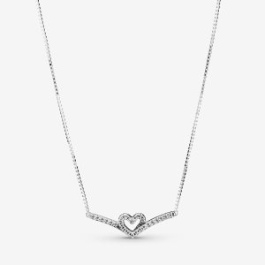 Wisiorki Pandora Sparkling Wishbone Collier Srebrne | EQ8394157