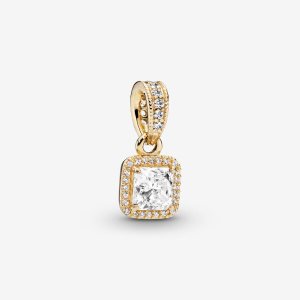Wisiorki Pandora Square Sparkle Złote | RU2917308