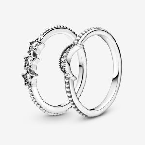 Zestawy Pierścieni Pandora Celestial Moon & Stars Srebrne | VZ0582136