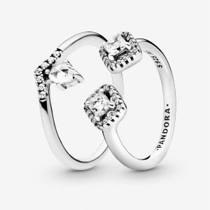 Zestawy Pierścieni Pandora Klasyczne Sparkling Crown Wishbone Open Kolorowe | VR3685971