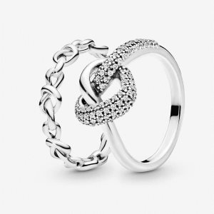 Zestawy Pierścieni Pandora Knotted Hearts Kolorowe | UG8021493
