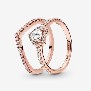 Zestawy Pierścieni Pandora Playful Love Elevated Wishbone Kolorowe | NG7631895